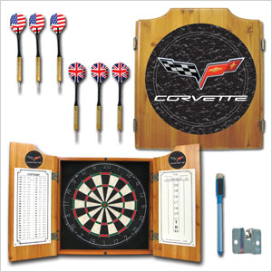 Trademark Dart Board Cabinet with Corvette Logo