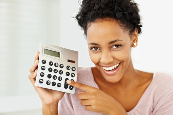 Woman with calculator