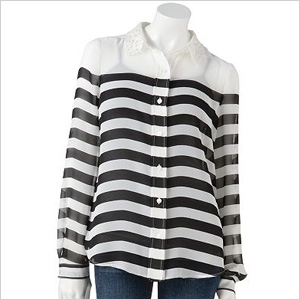 Striped chiffon blouse