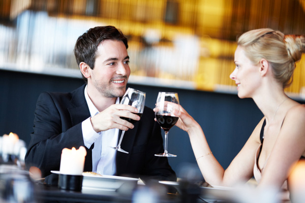 Couple on romantic dinner date