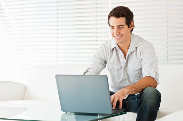 Stylish man on computer