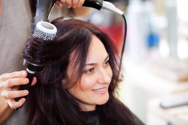 Woman getting her hair done