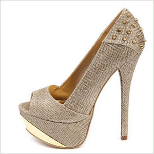 Charlotte russe gold spiked heel pumps