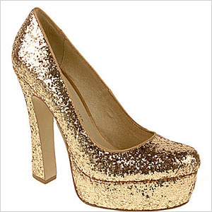 Gold glitter pumps