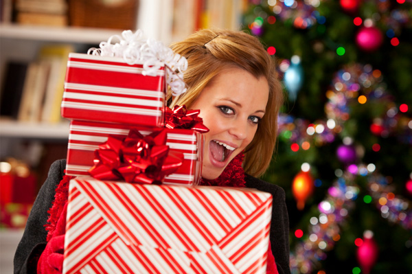 Woman with Christmas gifts