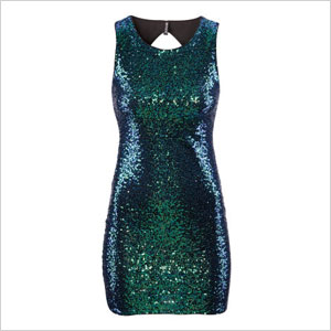 HM blue green glitter dress